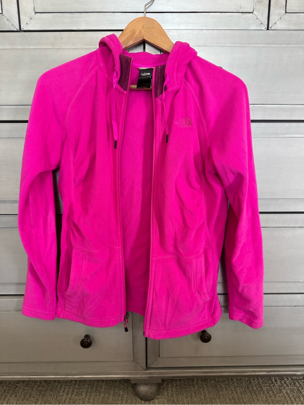 The North Face Women's Bright Pink Teddy Fleece Zip Hoodie